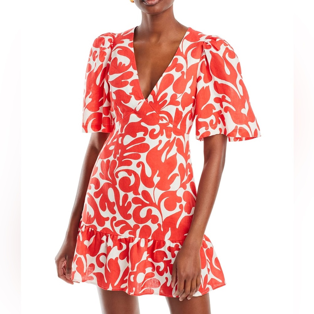$365 NWT Rhode Mariana Dress in Red Caspian Lagoon Grande Sz 0